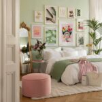 pink and sage room decor